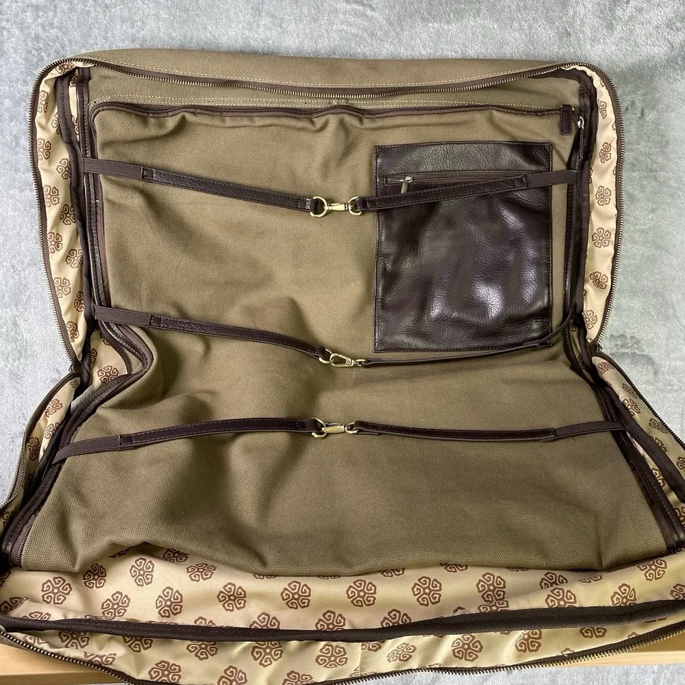 Pinehurst 1895 The Invitational‎ Canvas Luggage Bag Brown Shoulder Strap Leather